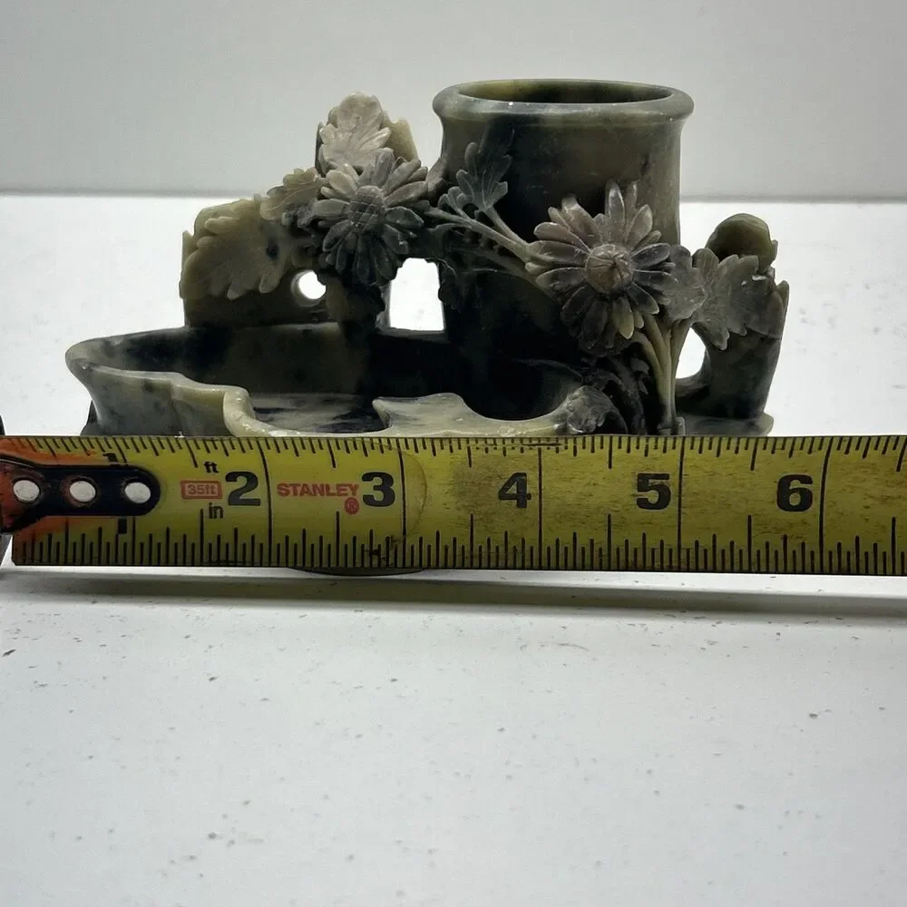 Vintage Soapstone Hand Carved‎ Chinese Desk Organizer VGC